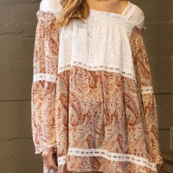 #1254 POL Festive Paisley Eyelet Dress / Tunic Top - Picture 2 of 16